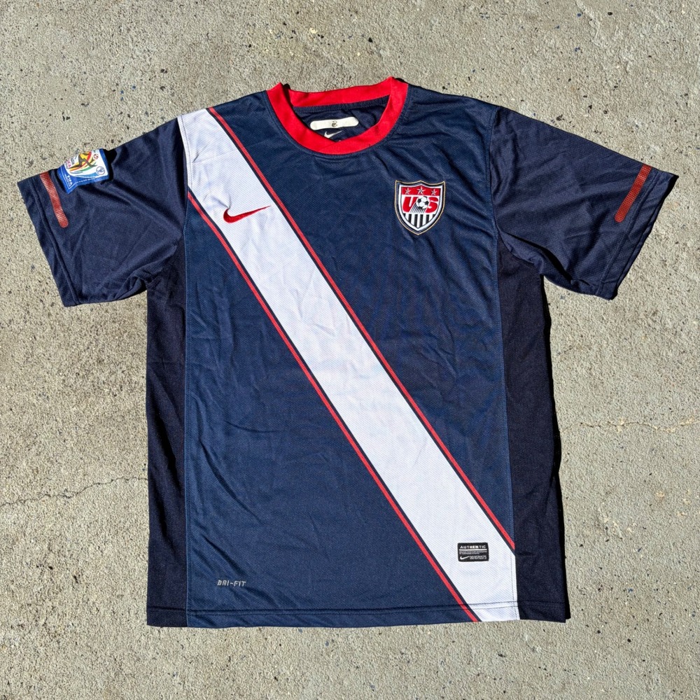 Nike USMNT 2010 World Cup Away Soccer Jersey Navy Sash Mens Large South Africa